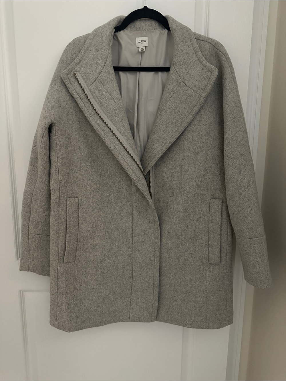 J. Crew Light Gray Wool Blend Peacoat with Shawl Collar